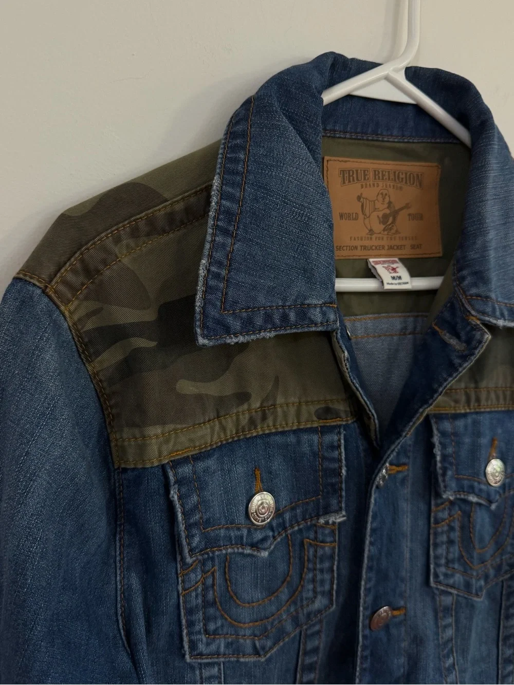 TRUE RELIGION Denim Trucker Jacket Limited Edition Camouflage Men’s Medium